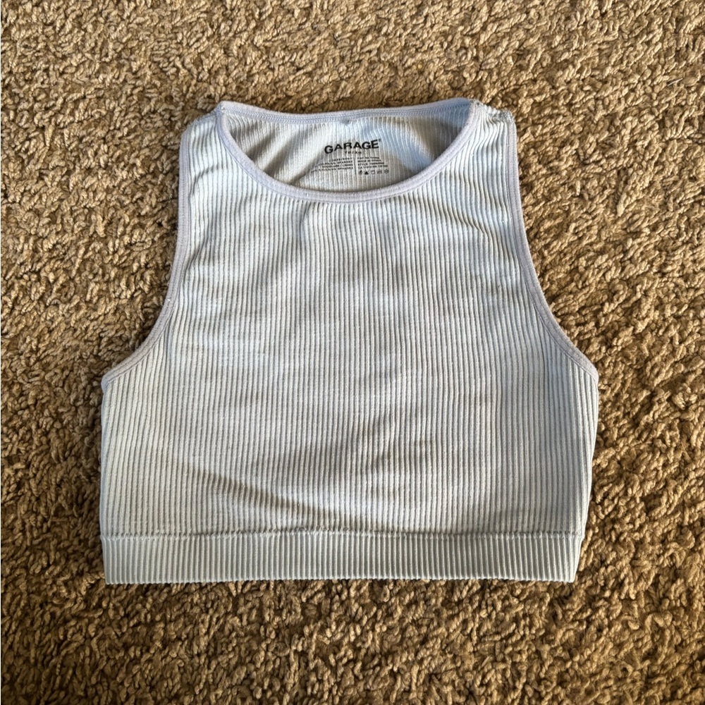 Garage Cream Ribbed Crop Tank Top